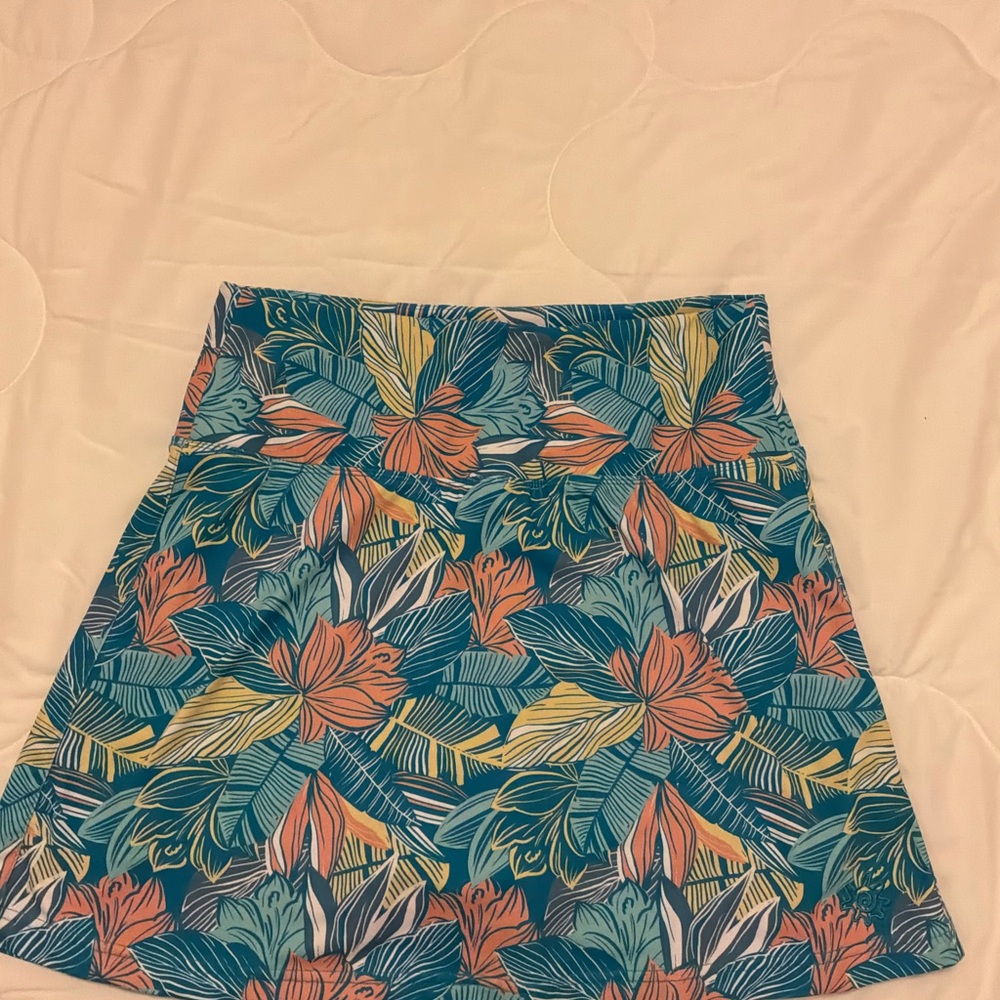 UV SKINZ SCORT SIZE SMALL Tropical Floral A-Line Skirt - Teal & Coral